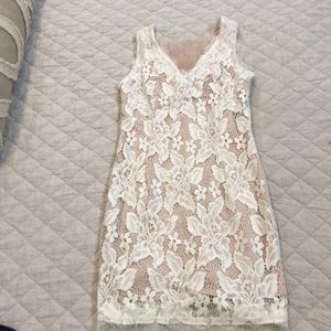 White/tan dress - S